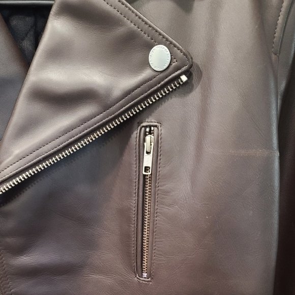 *****SALE***** Tiger of Sweden Brown Leather Motorcycle Jacket - Picture 4 of 12